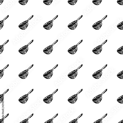 Hand Drawn seamless pattern colander doodle. Sketch style icon. Decoration element. Isolated on white background. Flat design. Vector illustration