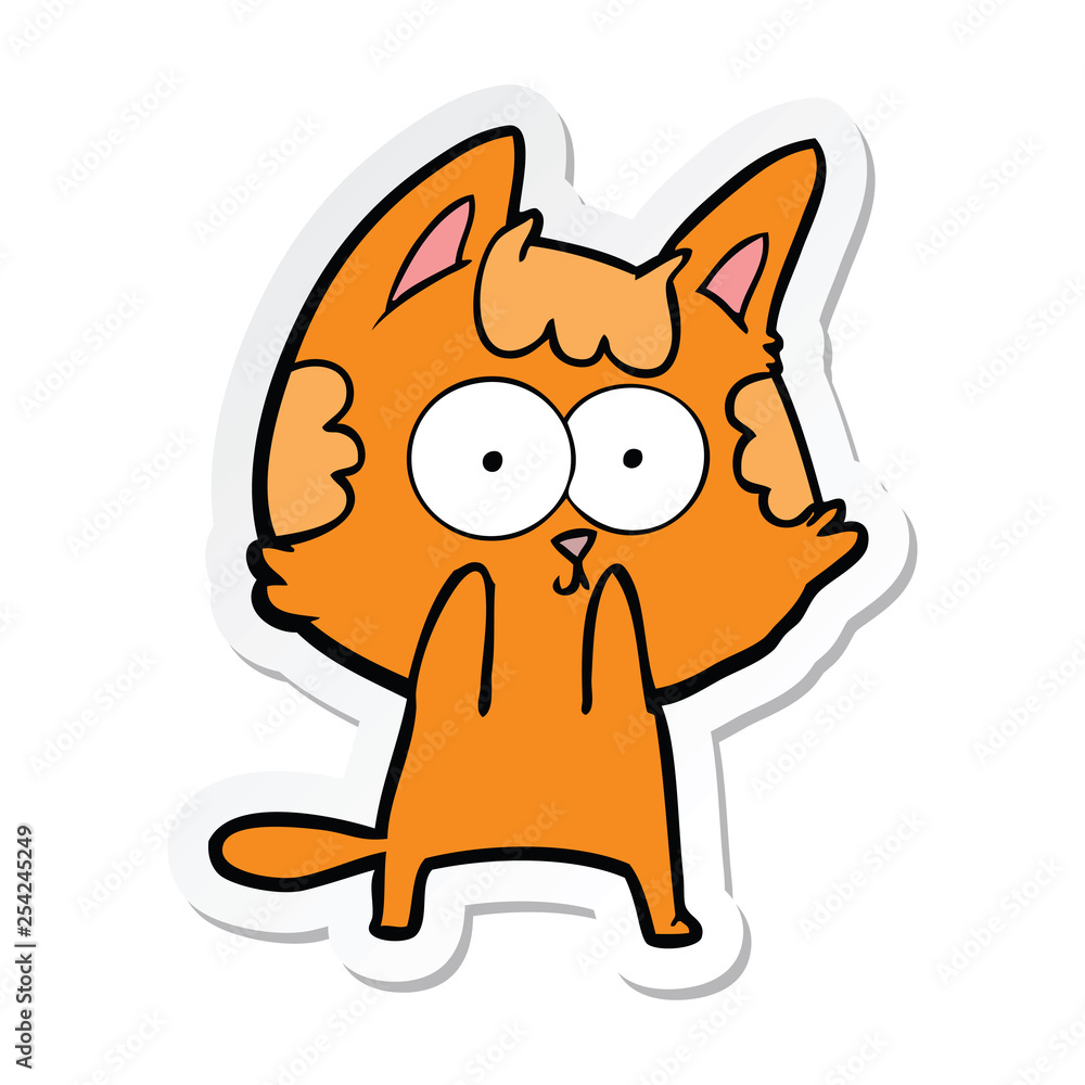 sticker of a happy cartoon cat sticker of a happy cartoon cat