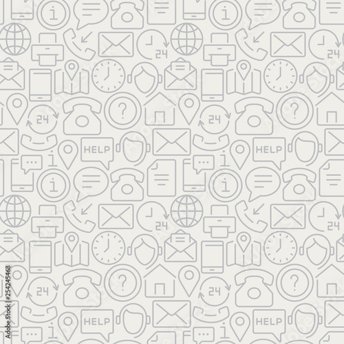 Contact us seamless pattern with thin line icons
