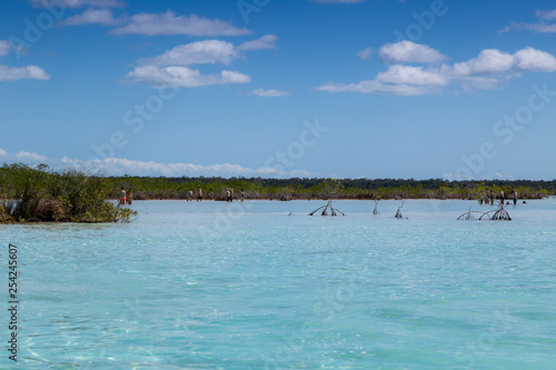 boat in Bacalar (lagoon of the seven colors) Quintana Roo Mexico