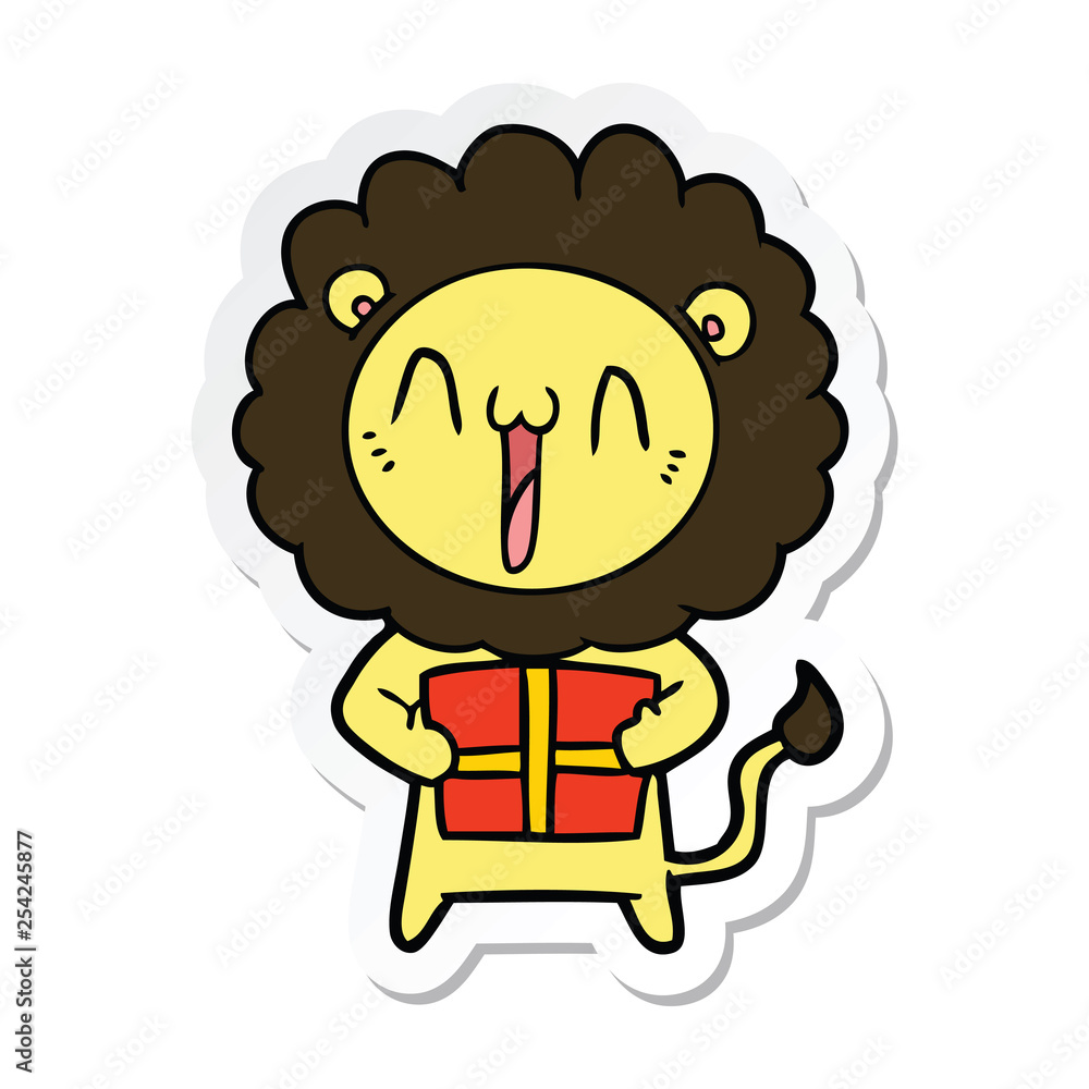 sticker of a happy cartoon lion sticker of a happy cartoon lion