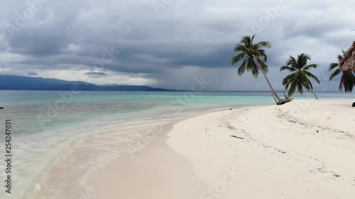 Wallpaper Mural aerial low flight ascent over tropical island beach and ocean in San Blas islands Guna Yala Panama Torontodigital.ca