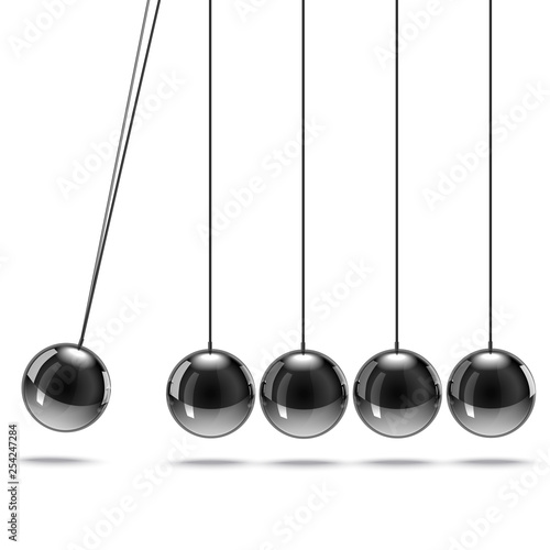 Realistic 3d Detailed Metallic Newtons Cradle. Vector