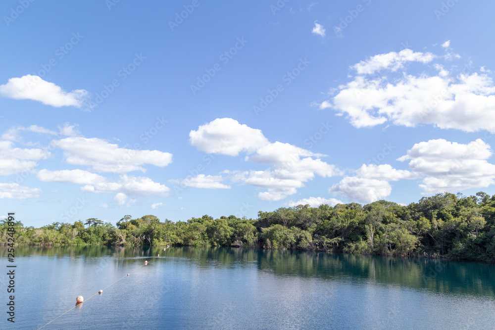 cenote blue bacalar (lagoon of the seven colors) Quintana Roo Mexico cenote blue bacalar (lagoon of the seven colors) Quintana Roo Mexico