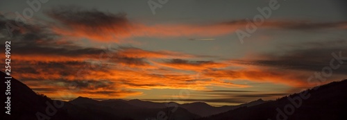 Sunset at Sunbilla, Pyrenees mountains in Navarre province, Spain photo