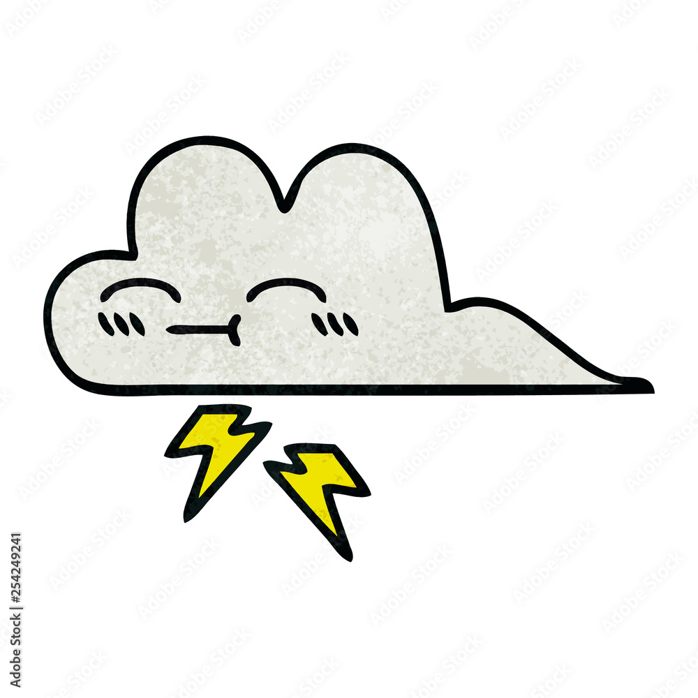 retro grunge texture cartoon thunder cloud retro grunge texture cartoon thunder cloud