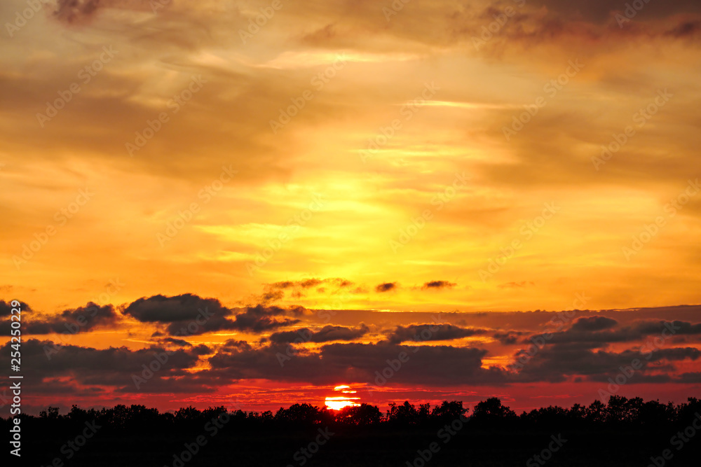 Beautiful dramatic sunset with twilight color sky