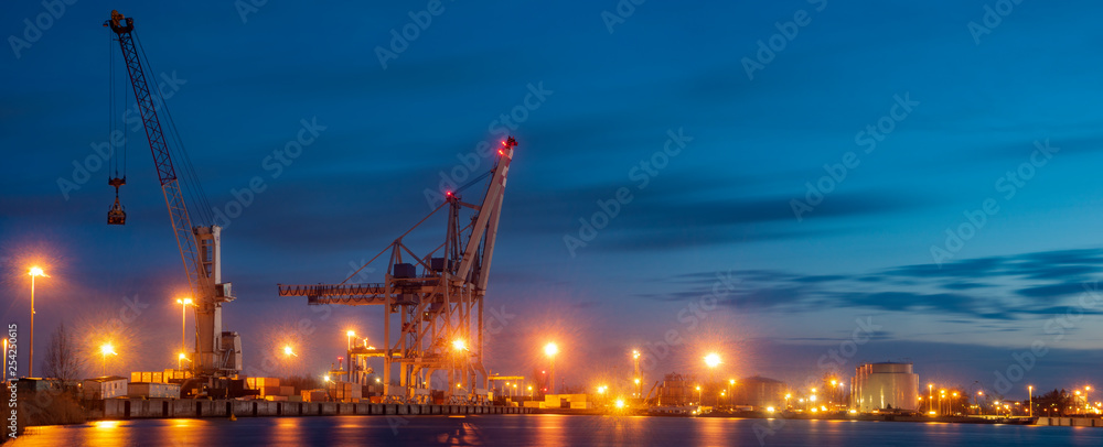 seaport at night-panorama