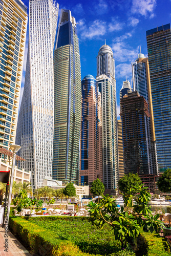 Modern residential architecture of Dubai Marina, UAE