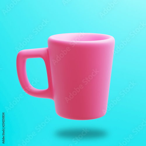 Ceramic Pink Mug, 3d rendering, Coffee Cup