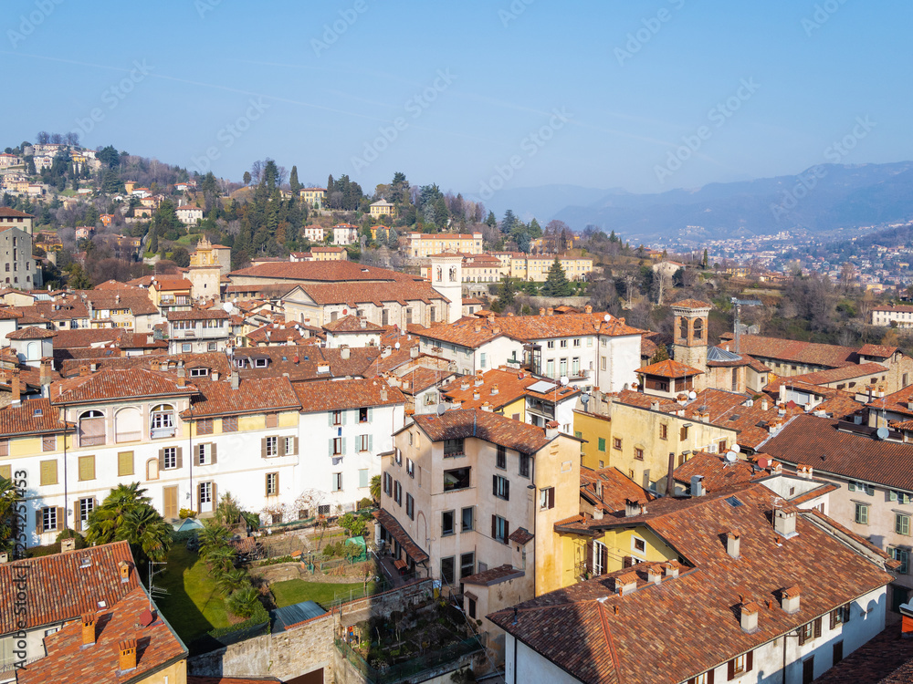 north of Bergamo city with Church Sant Agata