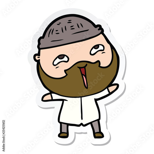 sticker of a cartoon happy bearded man