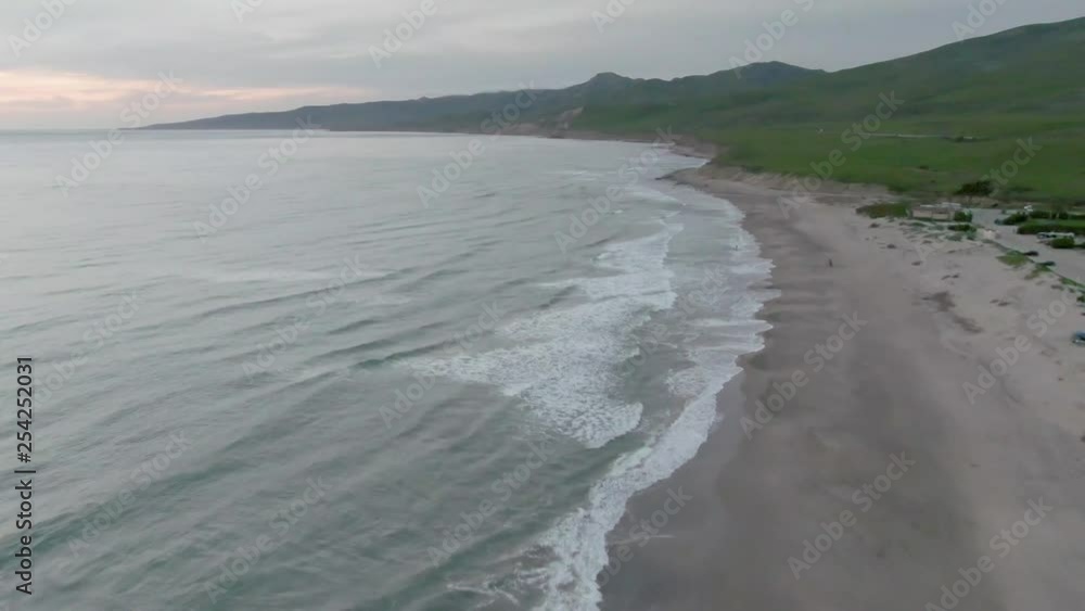 Beach campground to ocean view (aerial). Beach campground to ocean view (aerial).