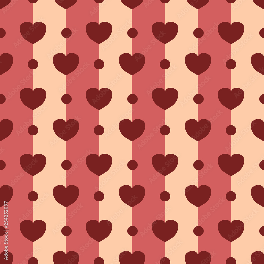 Red heart on pink stripes seamless pattern,background Red heart on pink stripes seamless pattern,background