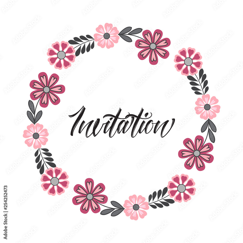 Vector illustration of a flowers with leaves. Floral frame. Greeting cards
