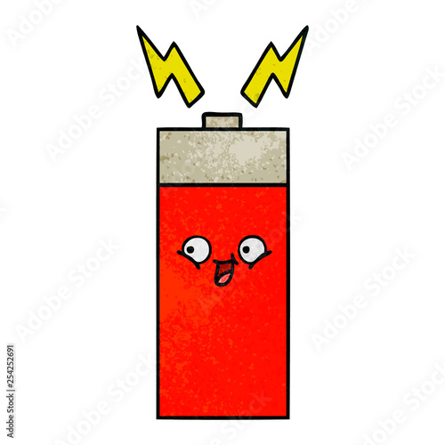 retro grunge texture cartoon battery