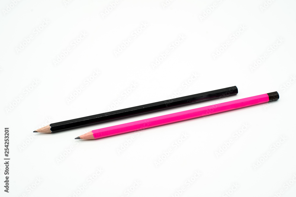 one pink wooden pencil isolated on white background one pink wooden pencil isolated on white background