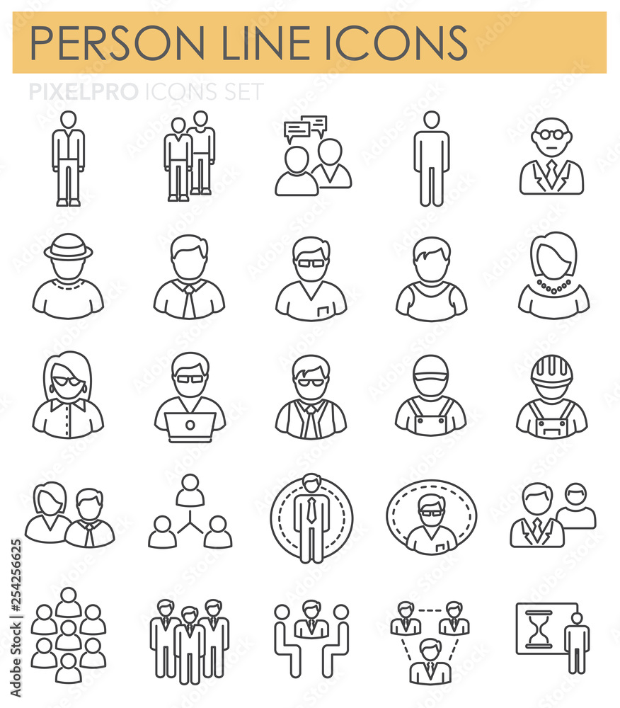 Person icons set on white background for graphic and web design. Simple vector sign. Internet concept symbol for website button or mobile app. Person icons set on white background for graphic and web design. Simple vector sign. Internet concept symbol for website button or mobile app.