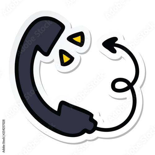 sticker of a cute cartoon telephone receiver