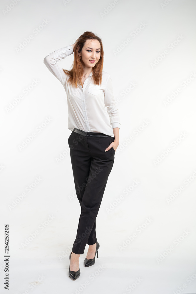 Young Asian pretty young woman close up portrait on white background. Young Asian pretty young woman close up portrait on white background.