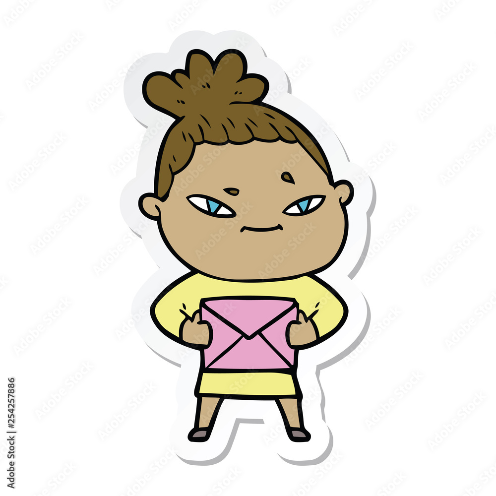 sticker of a cartoon woman