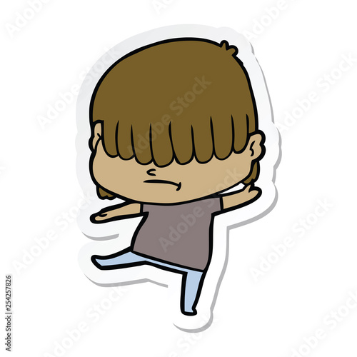 sticker of a cartoon boy with untidy hair