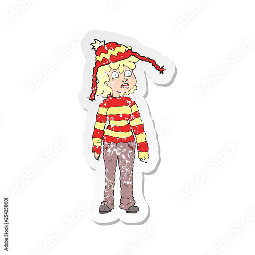 retro distressed sticker of a cartoon teenager
