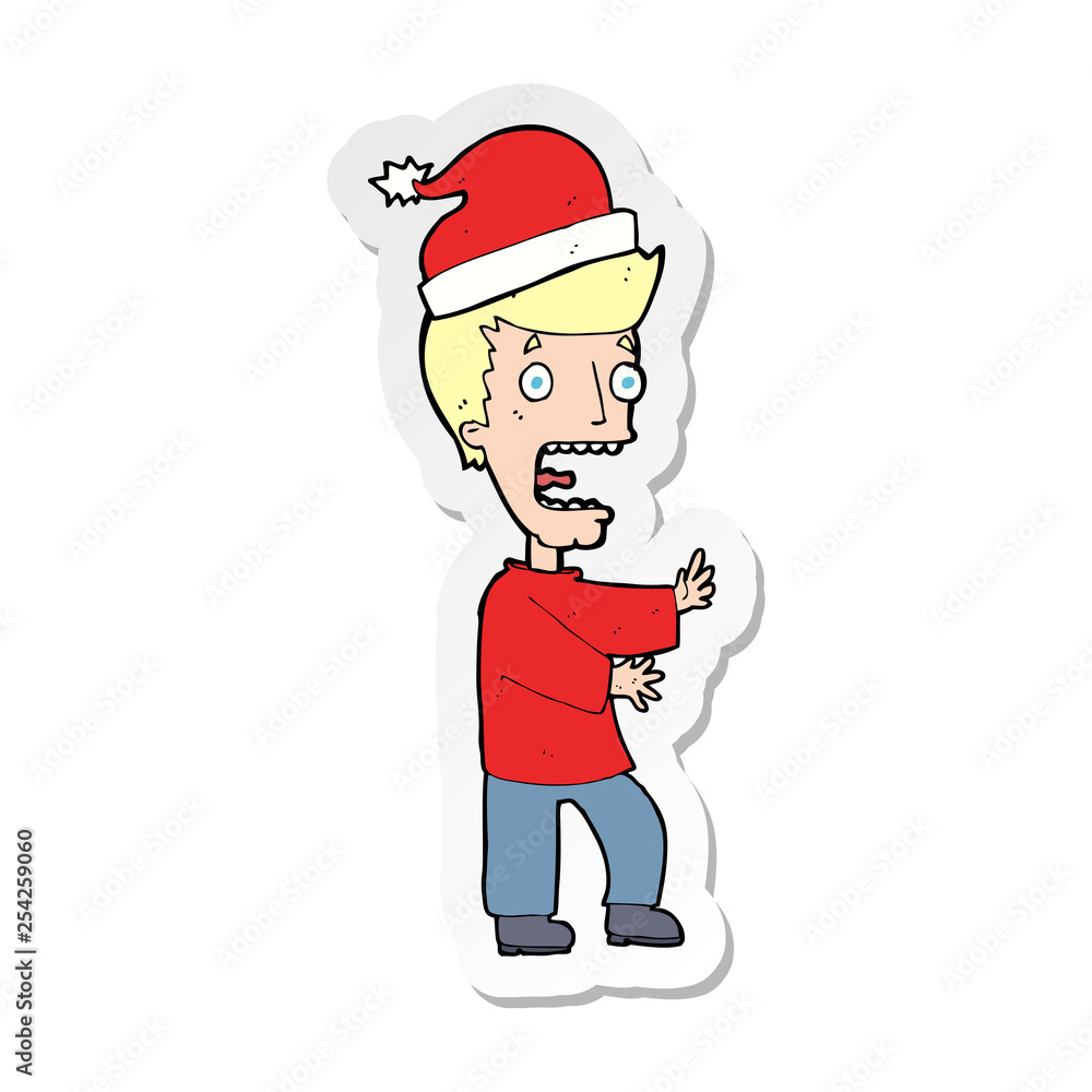 sticker of a cartoon man ready for christmas sticker of a cartoon man ready for christmas