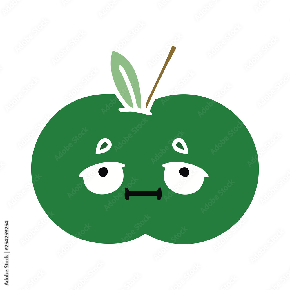 Obraz premium flat color retro cartoon juicy apple