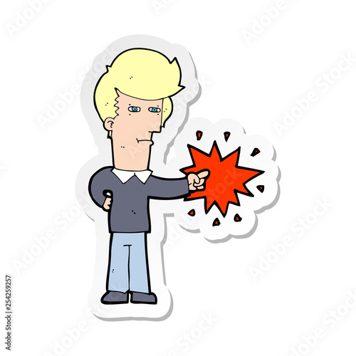 sticker of a cartoon man pointing