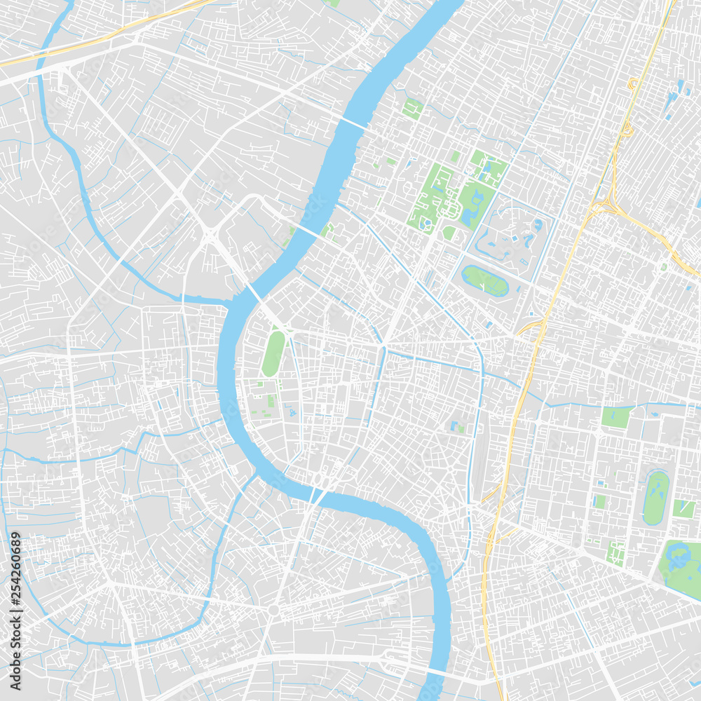 Downtown vector map of Bangkok, Thailand