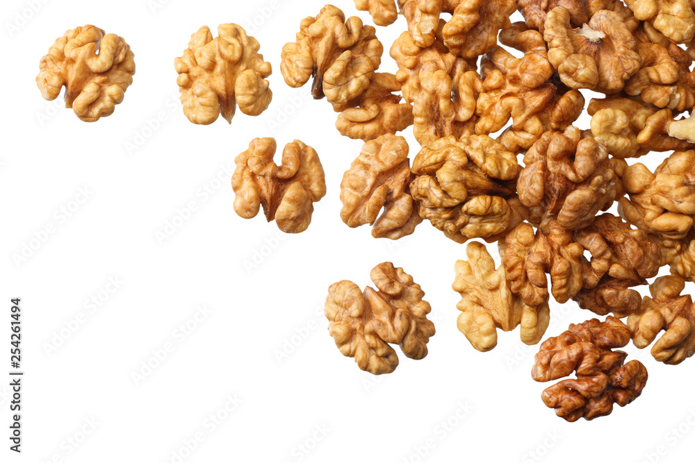 walnuts isolated on white background top view walnuts isolated on white background top view