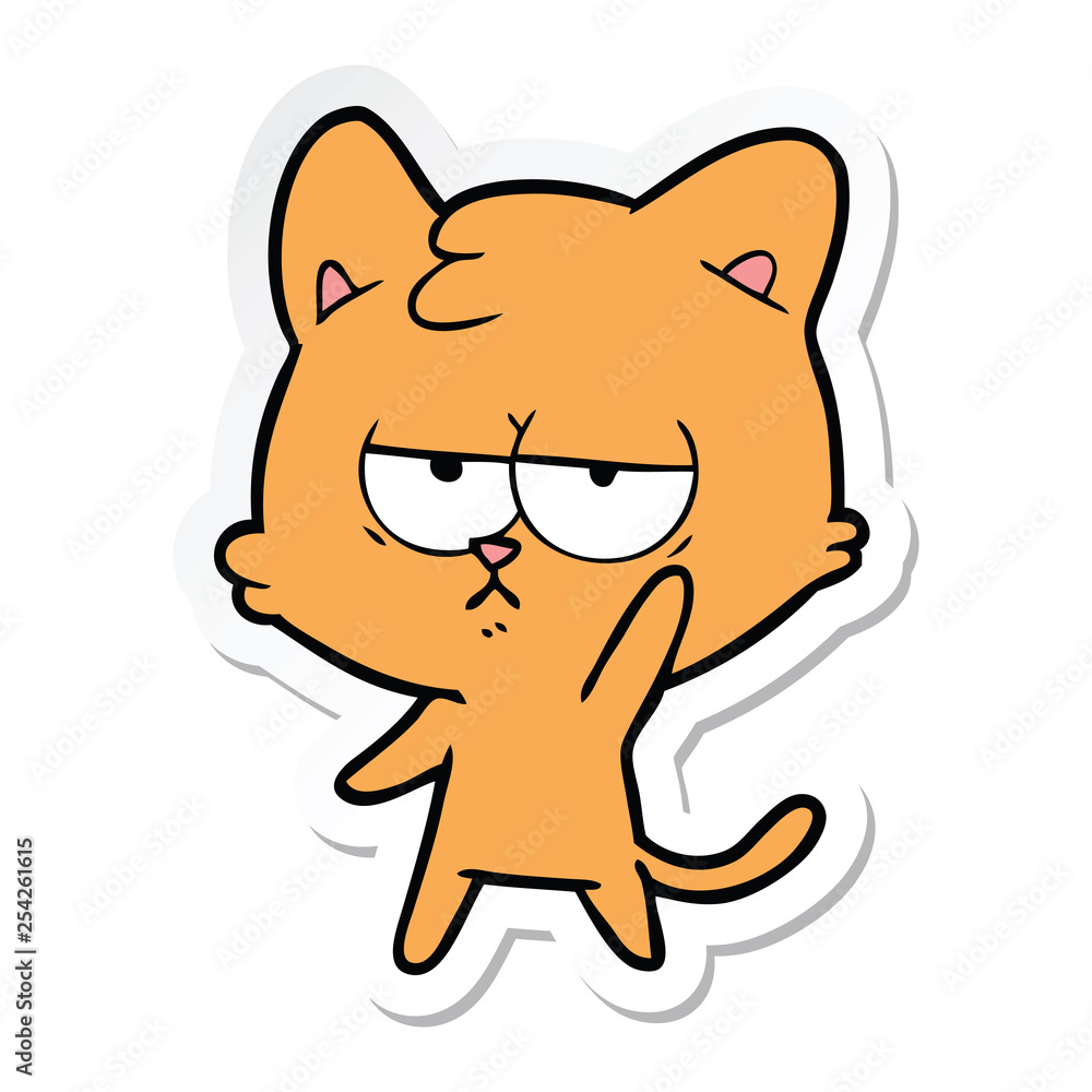 Fototapeta premium sticker of a bored cartoon cat