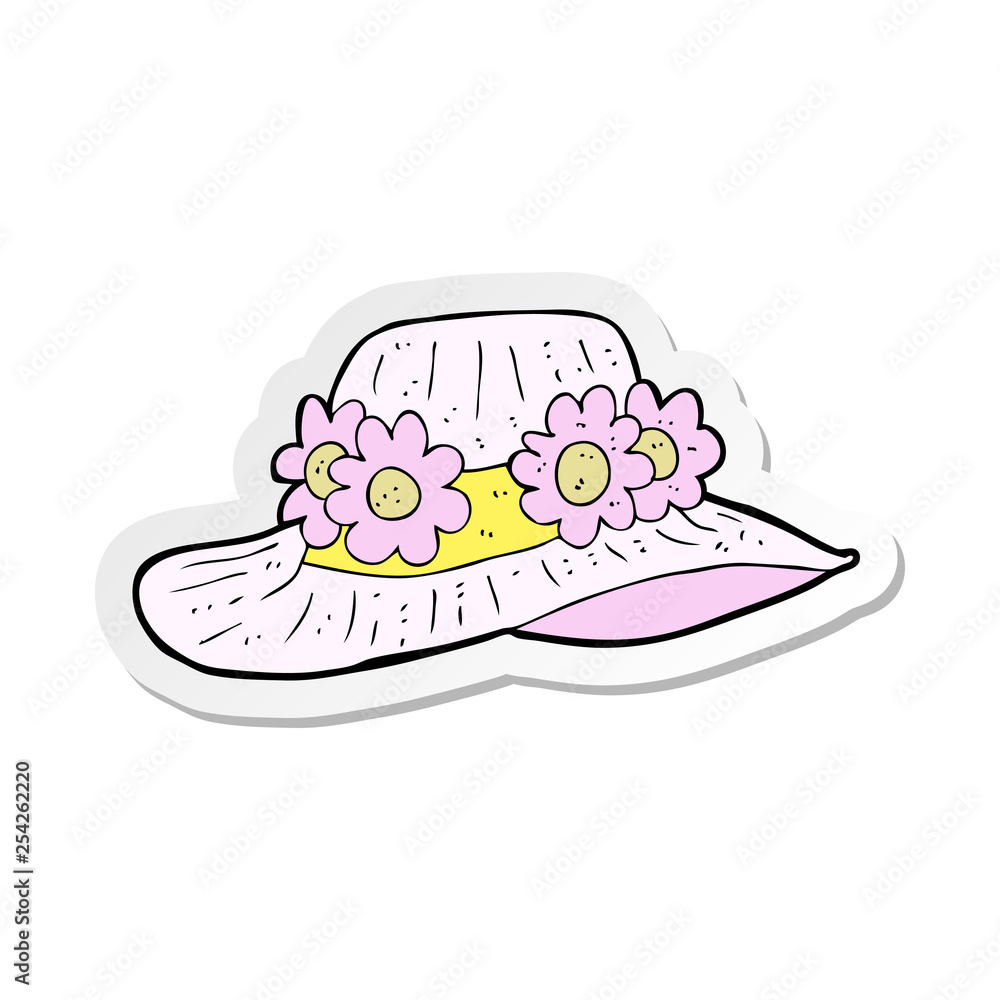 sticker of a cartoon summer hat sticker of a cartoon summer hat