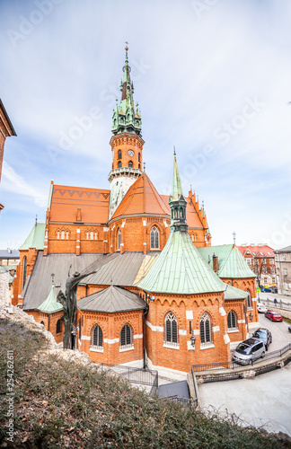POLAND, KRAKOW - FEBRUARY 23, 2019: Back yard of the Church Joseph (Parish of St. Joseph) in Krakow.