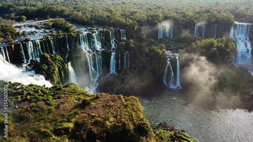 Aerial view, Iguazu falls in Brazil, on a summer day. photo