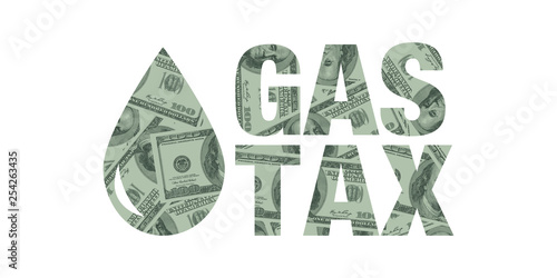 Gas Tax Increase with Drop of Fuel Concept, Hundred Dollar Bills