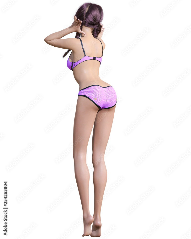 3D beautiful summer beach woman swimsuit bikini.Summer rest.Conceptual fashion art.Seductive candid pose.Realistic render illustration.Isolate 3D beautiful summer beach woman swimsuit bikini.Summer rest.Conceptual fashion art.Seductive candid pose.Realistic render illustration.Isolate