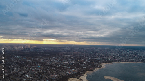 coastal line of the city   areal view  drone shoot 