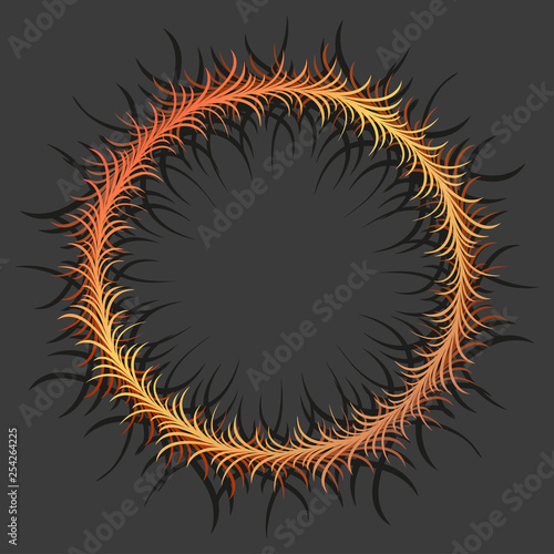 Vector round flower frame. Framing for greeting cards and invitations for gothic parties and Halloween cards.