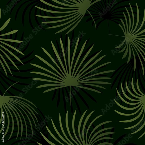 Tropical palm leaves  jungle leaves seamless vector floral pattern background