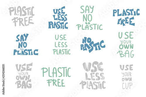 Plastic free vector concept with text and symbols.