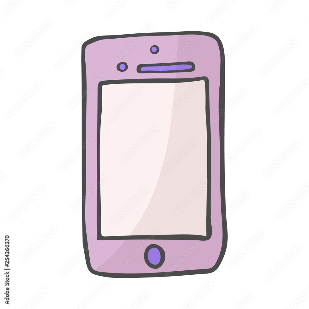 Smart phone color doodle icon. Hand drawn sketch in vector Smart phone color doodle icon. Hand drawn sketch in vector