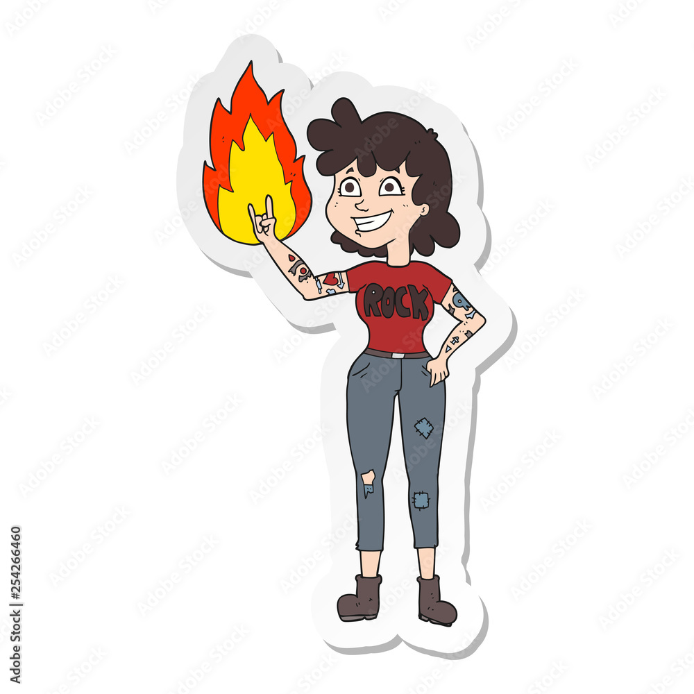 Fototapeta premium sticker of a cartoon rock girl