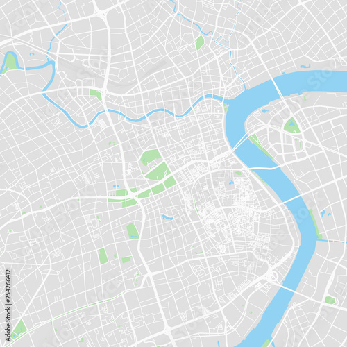Downtown vector map of Shanghai, China