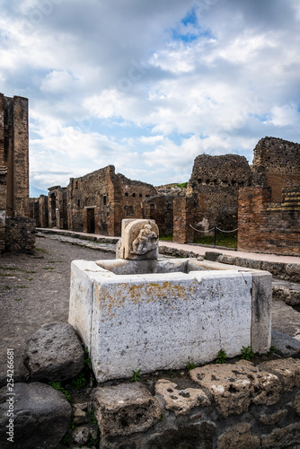 Pompeii, archeological site near Naples, Public fountain, Italy