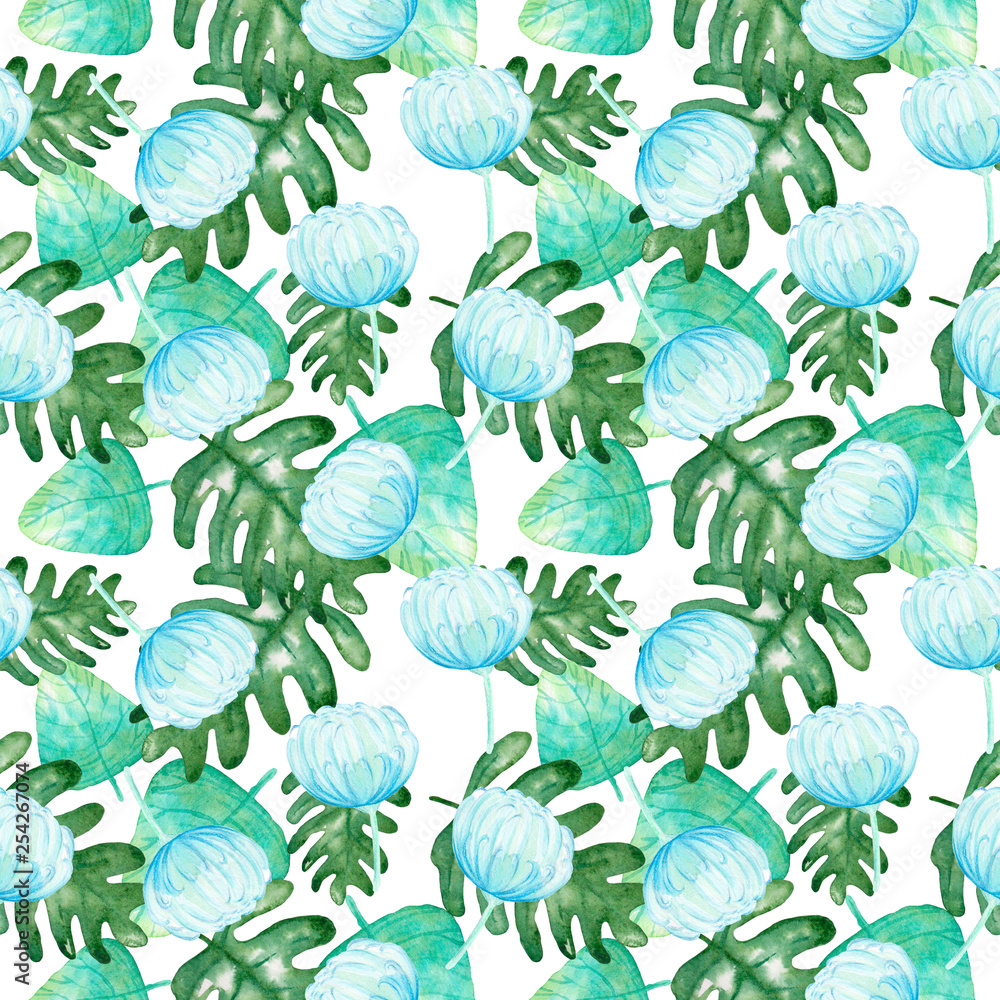 pattern with blue asters 4