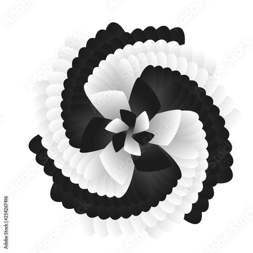 Surrealism. Psychology and philosophy, a sample for printing. Black and white fractal background. Escher style. Images in the style of optical visual illusions - pop art.