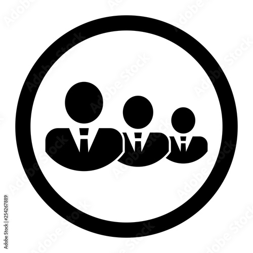 Icon of group of three people silhouettes. Businesspeople icon - teamwork & relationship concept. Group icon. Vector Illustration