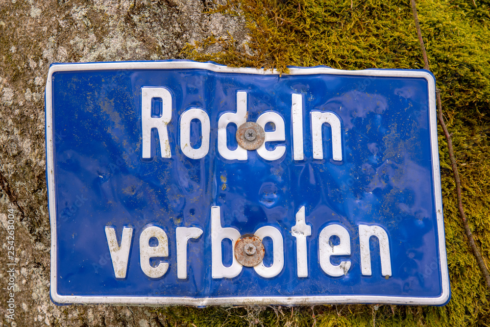 blue sign with the inscription blue sign with the inscription